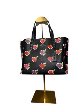 Coach Mollie Tote Bag 25 with Heart Bolt Print